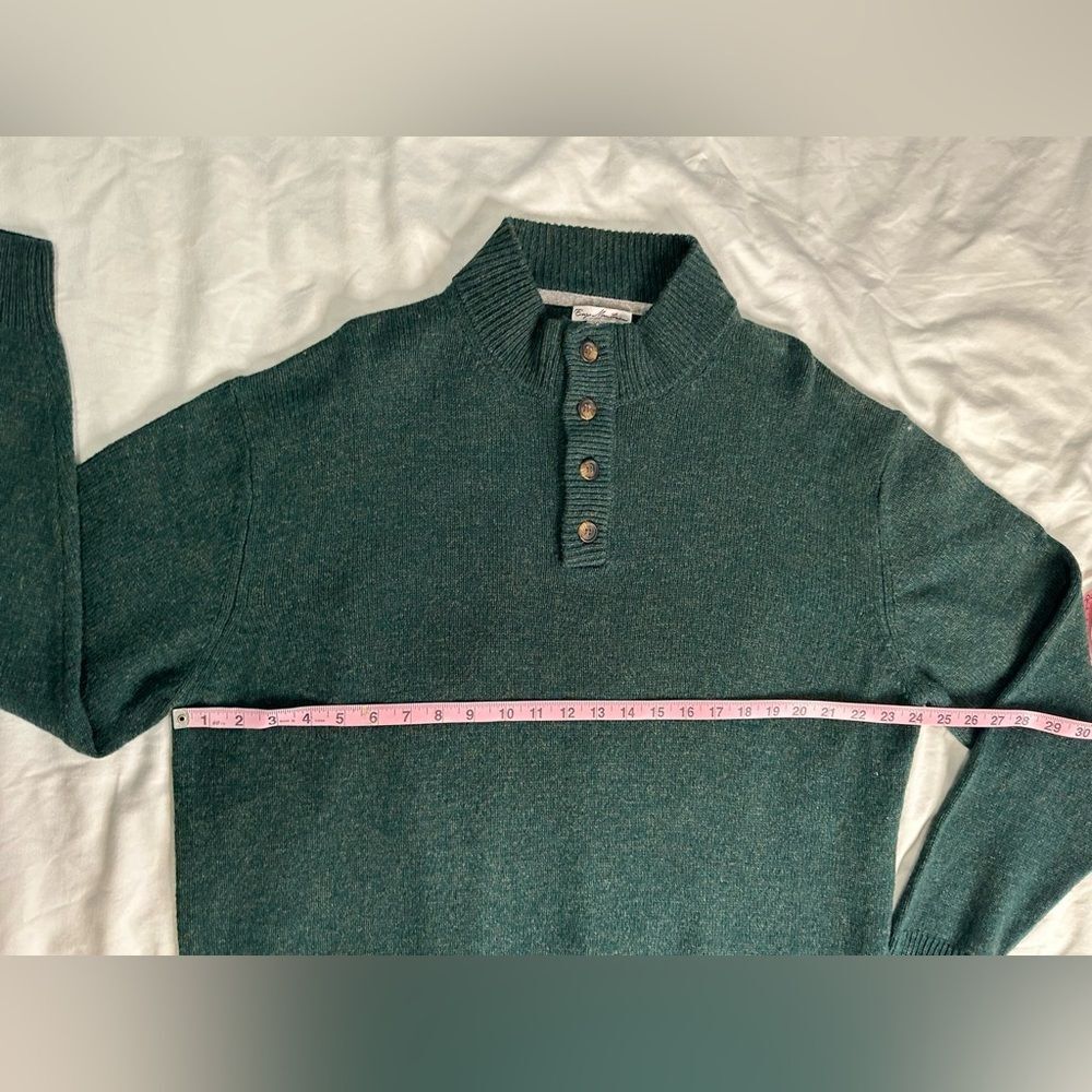 Enzo Mantovani 100% Wool Henley Sweater Pullover Green Neiman Marcus Men’s XXL - Picture 6 of 10